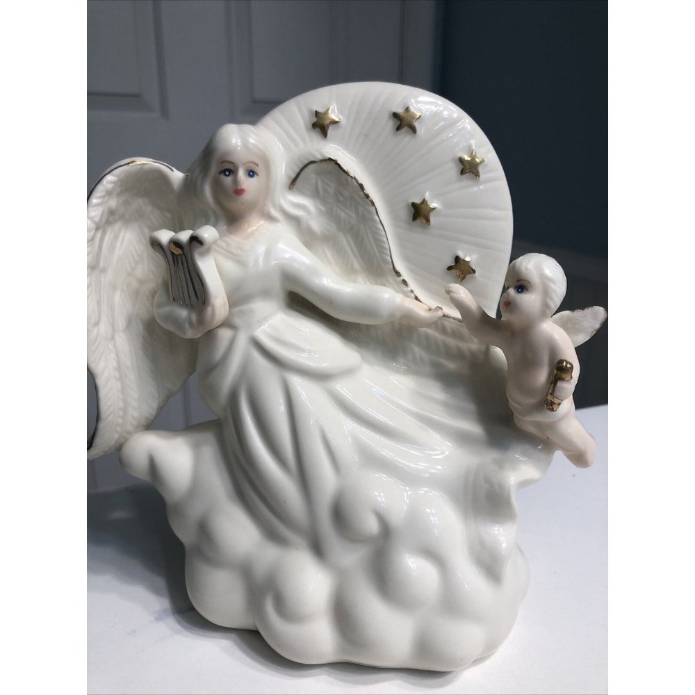 Vintage Guardian Angel & Baby Child Porcelain Night Light